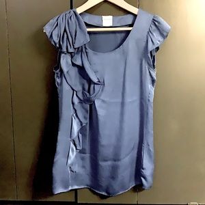 Valentino Blue Silk Drape Detail Top